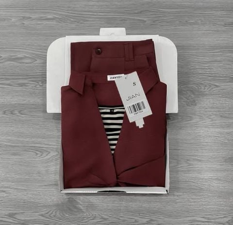 TB9751 - SET SƠMI XOẮN EO, QUẦN DÀI ĐỎ ĐÔ (KÈM ÁO TRONG)