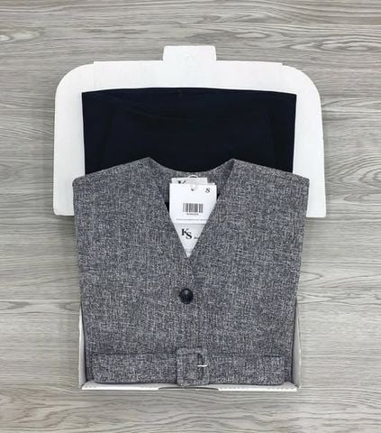 KS1632 - SET ÁO DẠ CAO CẤP, VÁY DÀI ĐEN (KÈM NỊT)