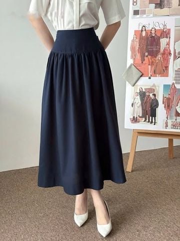 KS1625 - CHÂN VÁY DÀI LƯNG BẢNG TO (XANH ĐEN) - LẺ