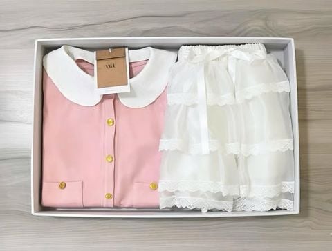 VGU2005 - SET ÁO HỒNG CỔ SEN, VÁY VOAN TẦNG