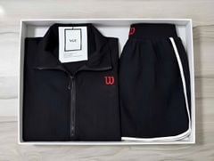 VGU2002 - SET ÁO KHOÁC PHỐI, QUẦN SHORT W (ĐEN)