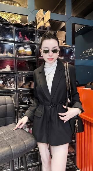 KS1633 - ÁO KHOÁC VEST DÁNG DÀI KÈM NỊT (ĐEN) - LẺ