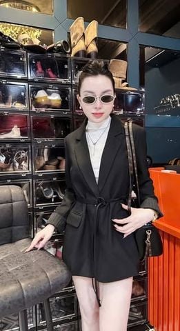 KS1633 - ÁO KHOÁC VEST DÁNG DÀI KÈM NỊT (ĐEN) - LẺ