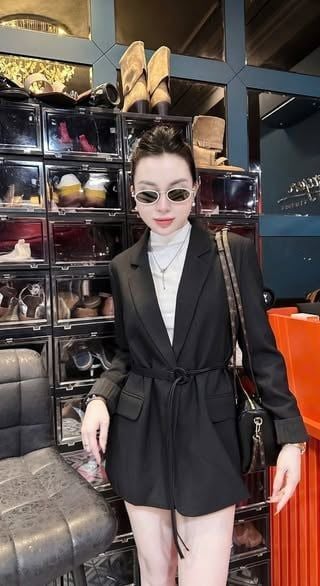 KS1633 - ÁO KHOÁC VEST DÁNG DÀI KÈM NỊT (ĐEN) - LẺ