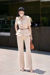 KS1607 - SET ÁO SƠMI PHỐI TÚI, QUẦN DÀI KEM (KÈM NỊT)