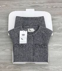 KS1645 - SET DẠ XÁM MUỐI TIÊU VIỀN TUA RUA (KHÔNG KÈM ÁO TRONG)