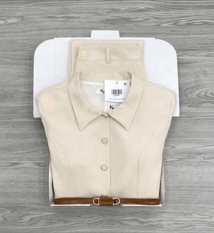 KS1607 - SET ÁO SƠMI PHỐI TÚI, QUẦN DÀI KEM (KÈM NỊT)