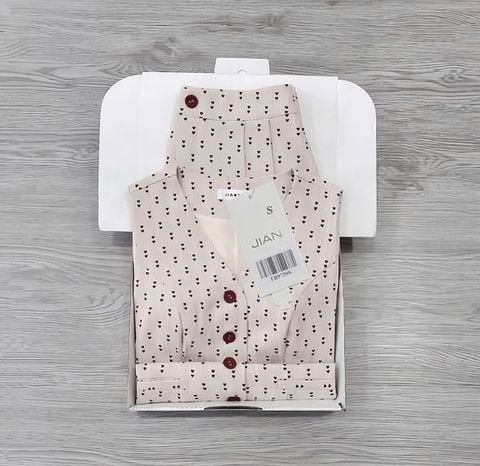 TB9720 - SET GILE NGẮN HOẠ TIẾT TIM (MÀU BE)