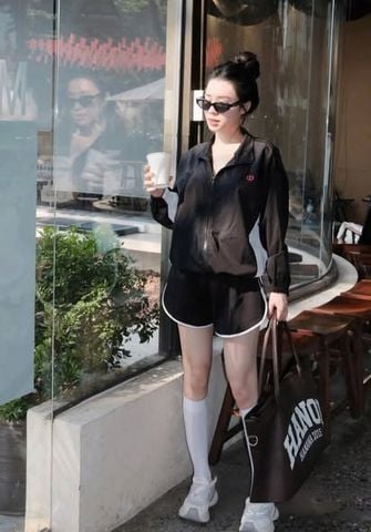 VGU2002 - SET ÁO KHOÁC PHỐI, QUẦN SHORT W (ĐEN)