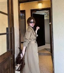 VGU2030 - ÁO MĂNG TÔ DÁNG DÀI KÈM KHĂN + DÂY (NÂU)