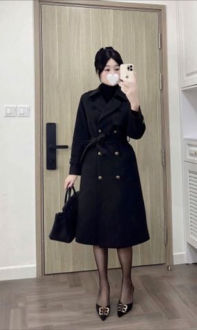 KS1610 - ÁO MĂNG TÔ FORM VEST - KÈM DÂY (ĐEN)