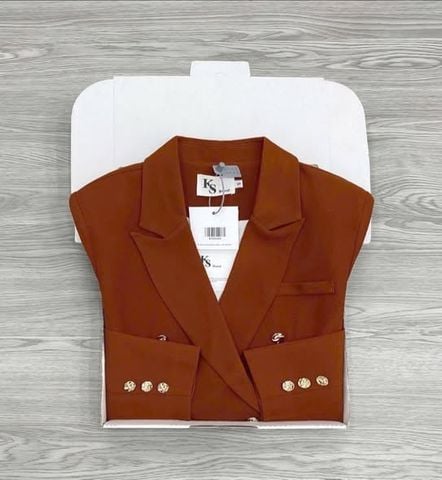 KS1644 - ÁO KHOÁC VEST PHỐI NÚT (CAM)