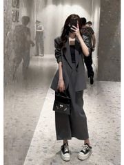 TB9507 - SET ÁO VEST, VÁY DÀI XÁM (KHÔNG KÈM ÁO TRONG)