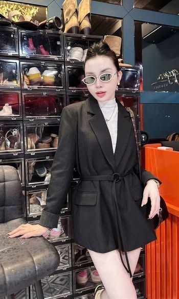 KS1633 - ÁO KHOÁC VEST DÁNG DÀI KÈM NỊT (ĐEN) - LẺ