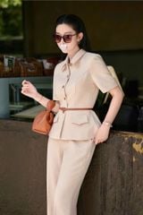 KS1607 - SET ÁO SƠMI PHỐI TÚI, QUẦN DÀI KEM (KÈM NỊT)