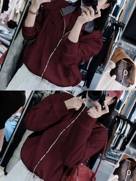 VGU2049 - ÁO KHOÁC PHỐI CỔ (ĐỎ ĐÔ)