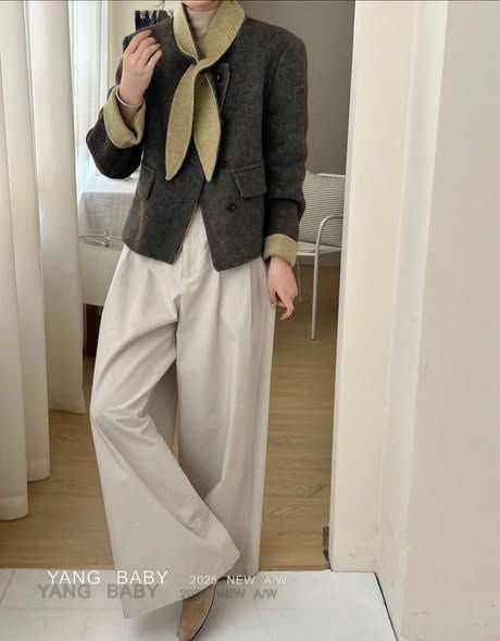 LEN6046 KHOÁC DẠ CỪU PHỐI MÀU KÈM KHĂN (XÁM) 26336