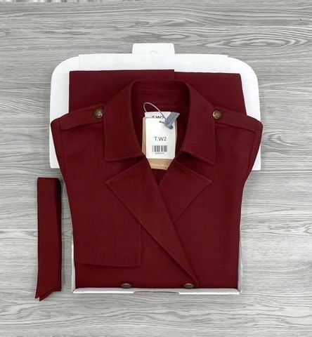 KS1611 - ÁO MĂNG TÔ FORM VEST - KÈM DÂY (ĐỎ)