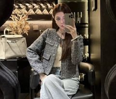 KS1656 - ÁO KHOÁC DẠ TWEED (XÁM MUỐI TIÊU) - LẺ