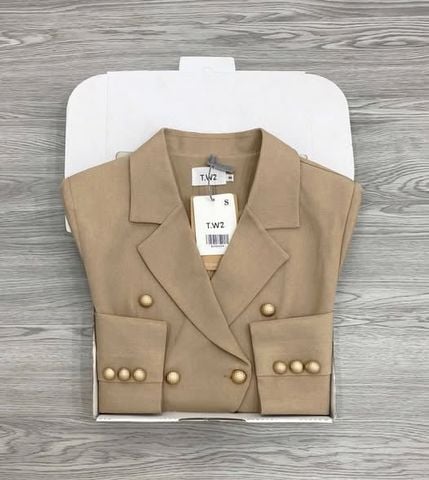 KS1663 - ÁO KHOÁC VEST VẠT BẦU (NÂU) - LẺ