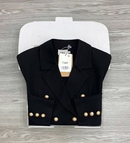 KS1664 - ÁO KHOÁC VEST VẠT BẦU (ĐEN) - LẺ