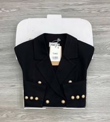 KS1664 - ÁO KHOÁC VEST VẠT BẦU (ĐEN) - LẺ