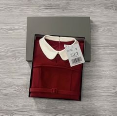 SKY9795 - ĐẦM NGẮN ĐỎ PHỐI CỔ BẦU TRẮNG