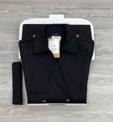 KS1610 - ÁO MĂNG TÔ FORM VEST - KÈM DÂY (ĐEN)