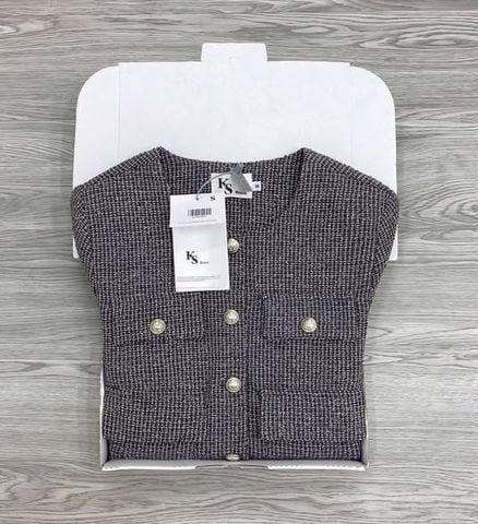 KS1656 - ÁO KHOÁC DẠ TWEED (XÁM MUỐI TIÊU) - LẺ