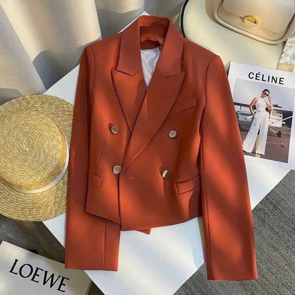 KS1644 - ÁO KHOÁC VEST PHỐI NÚT (CAM)