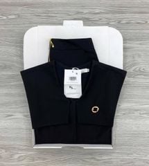 KS1654 -  SET ÁO CỔ CHOÀNG ĐÍNH TAG, QUẦN SHORT (ĐEN)