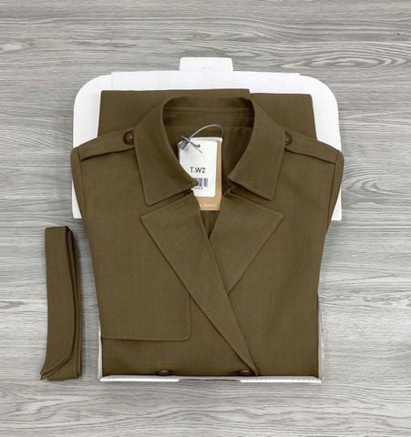 KS1612 - ÁO MĂNG TÔ FORM VEST - KÈM DÂY (NÂU)