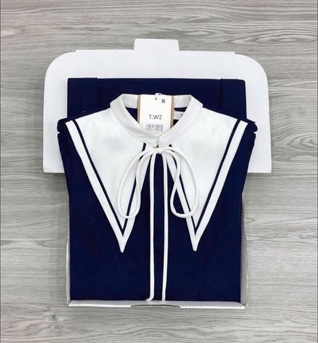 KS1687 - ĐẦM DÀI XANH ĐEN PHỐI CỔ NHỌN TRẮNG