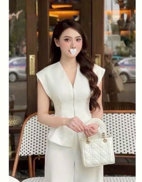 KS1688 - SET ÁO CÁNH TIÊN PHỐI KHÓA KÉO, QUẦN DÀI (KEM)