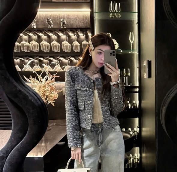 KS1656 - ÁO KHOÁC DẠ TWEED (XÁM MUỐI TIÊU) - LẺ