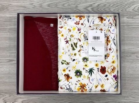 KS1676 - ĐẦM 2 DÂY HOA, KÈM ÁO KHOÁC ĐỎ