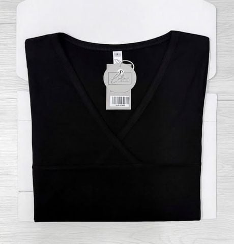 SHE4798 - ÁO THUN TAY DÀI CỔ V (ĐEN)