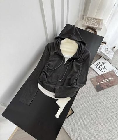 TB9822 - ÁO THUN 2 LỚP CÓ NÓN (XÁM)