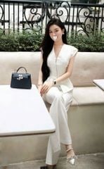 KS1688 - SET ÁO CÁNH TIÊN PHỐI KHÓA KÉO, QUẦN DÀI (KEM)