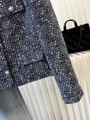 KS1684 - ÁO KHOÁC DẠ TWEED PHỐI NÚT (XANH MUỐI TIÊU)