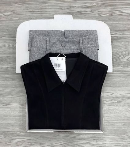 KS1671 - SET ÁO THUN KHÓA KÉO - CHÂN VÁY XÁM