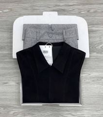 KS1671 - SET ÁO THUN KHÓA KÉO - CHÂN VÁY XÁM