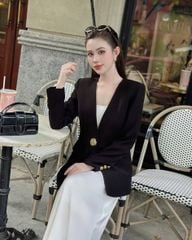 VGU2081 - ÁO KHOÁC PHOM VEST 1 NÚT CÀI CHARM- MÀU ĐEN