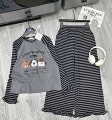 KS1680 - SET BỘ CÚN LUCKY PUPPY VIỀN BÈO (XÁM SỌC ĐEN)