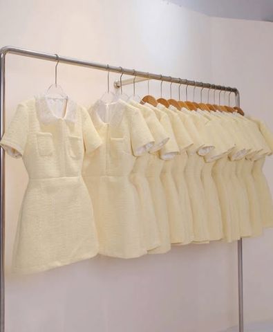 KS1683 - ĐẦM NGẮN CAO CẤP MÀU VÀNG