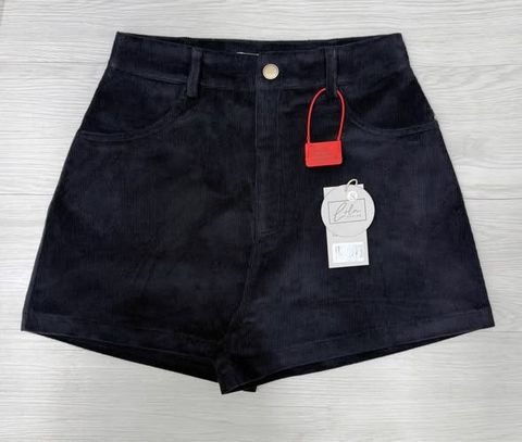SHE4814 - QUẦN SHORT NHUNG TĂM (ĐEN)