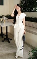 KS1688 - SET ÁO CÁNH TIÊN PHỐI KHÓA KÉO, QUẦN DÀI (KEM)