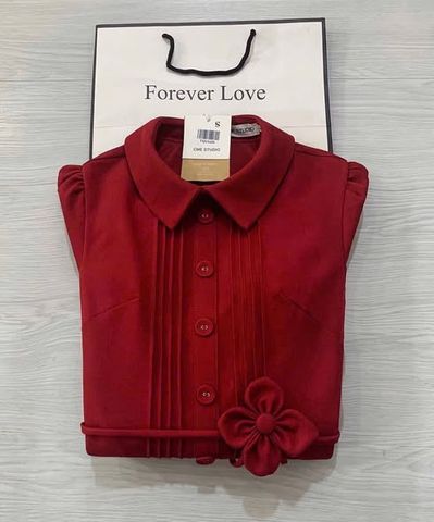 TQ1844 - ĐẦM DÀI CỔ SƠMI PHỐI DÂY HOA (ĐỎ)