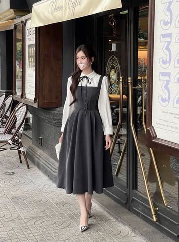 SKY5985 - ĐẦM SƠ MI PHỐI NƠ CỔ