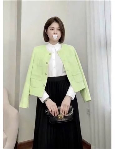 KS1686 - ÁO KHOÁC NÚT KIỂU PHỐI TÚI (XANH) - LẺ